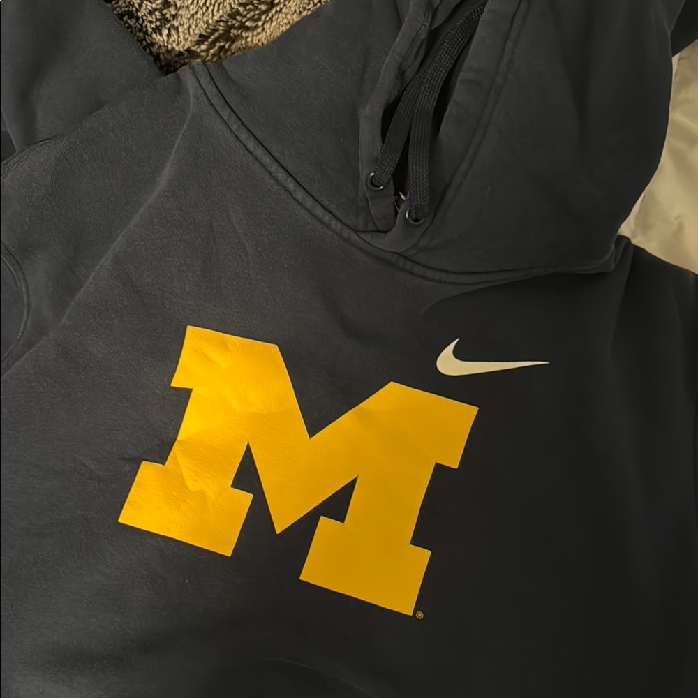 Nike Black Hoodie with Yellow M and White Swoosh